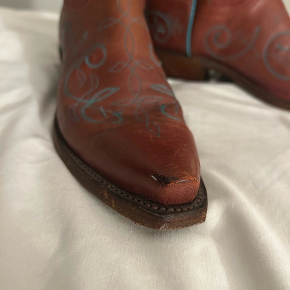 Lucchese Brown and Blue Embroidered Heeled Boots - Picture 8 of 10
